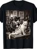 Cat Smoking Tattoo Vintage Inked Kitty Artist Funny Meme T-Shirt Vintage Crew Neck, Short Sleeve, Loose Fit, All-Season, Casual Weekend Wear with Heat