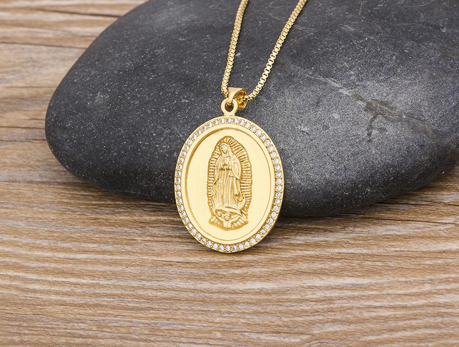 Nidin New Arrival 10 Styles Copper CZ Virgin Mary Necklaces For Women Men Crystal Necklace Long Chain Catholic Jewelry Gifts