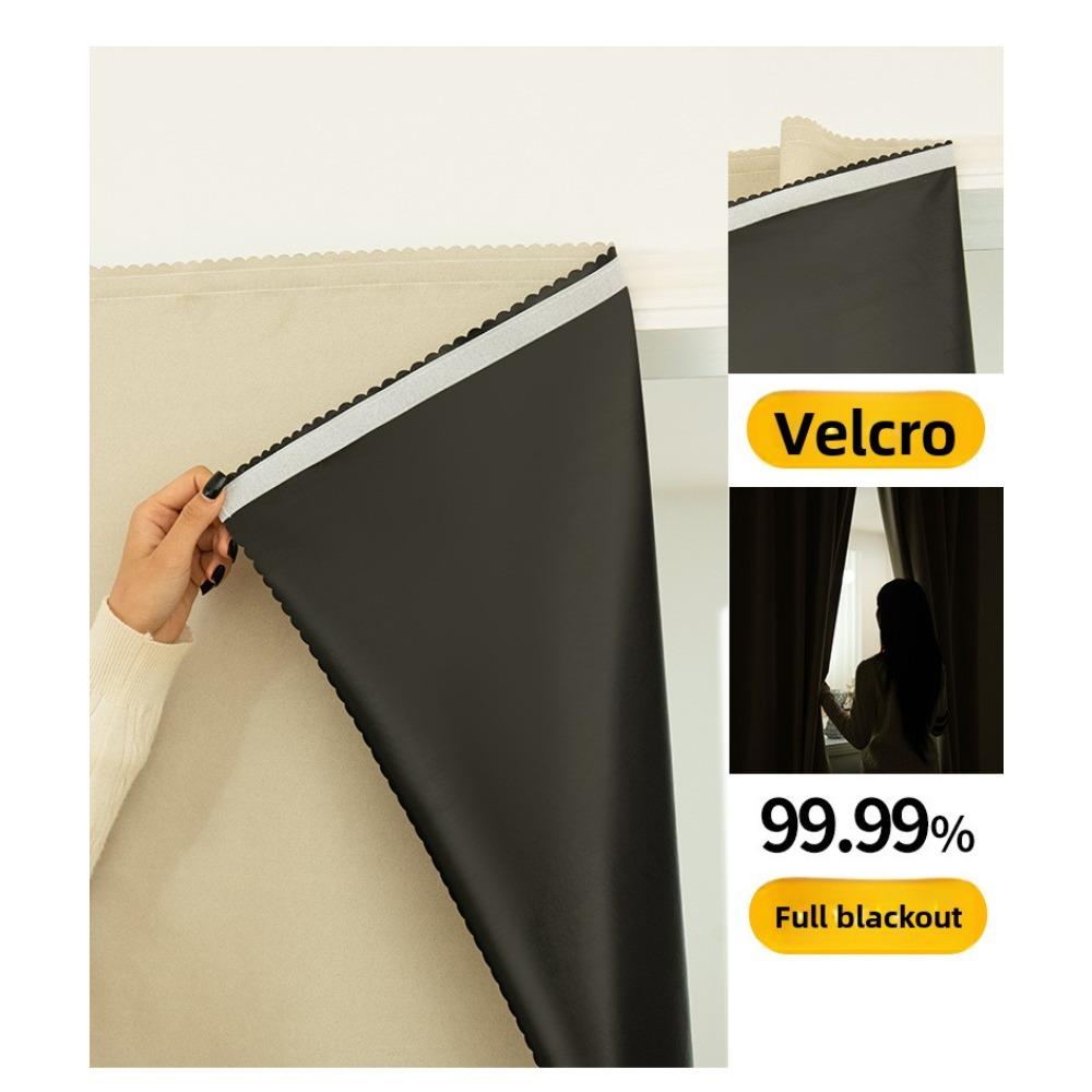 Velcro Full Blackout Curtain No Drill Installation Window Sun Shade UV Protection Door Curtain
