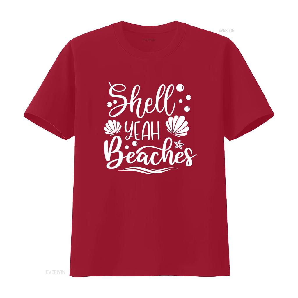Shell Yeah Beaches T Shirt Seashell Design for Beach Life Summer Vacation Trip Stylish and Comfortable vintage Washed Versatile