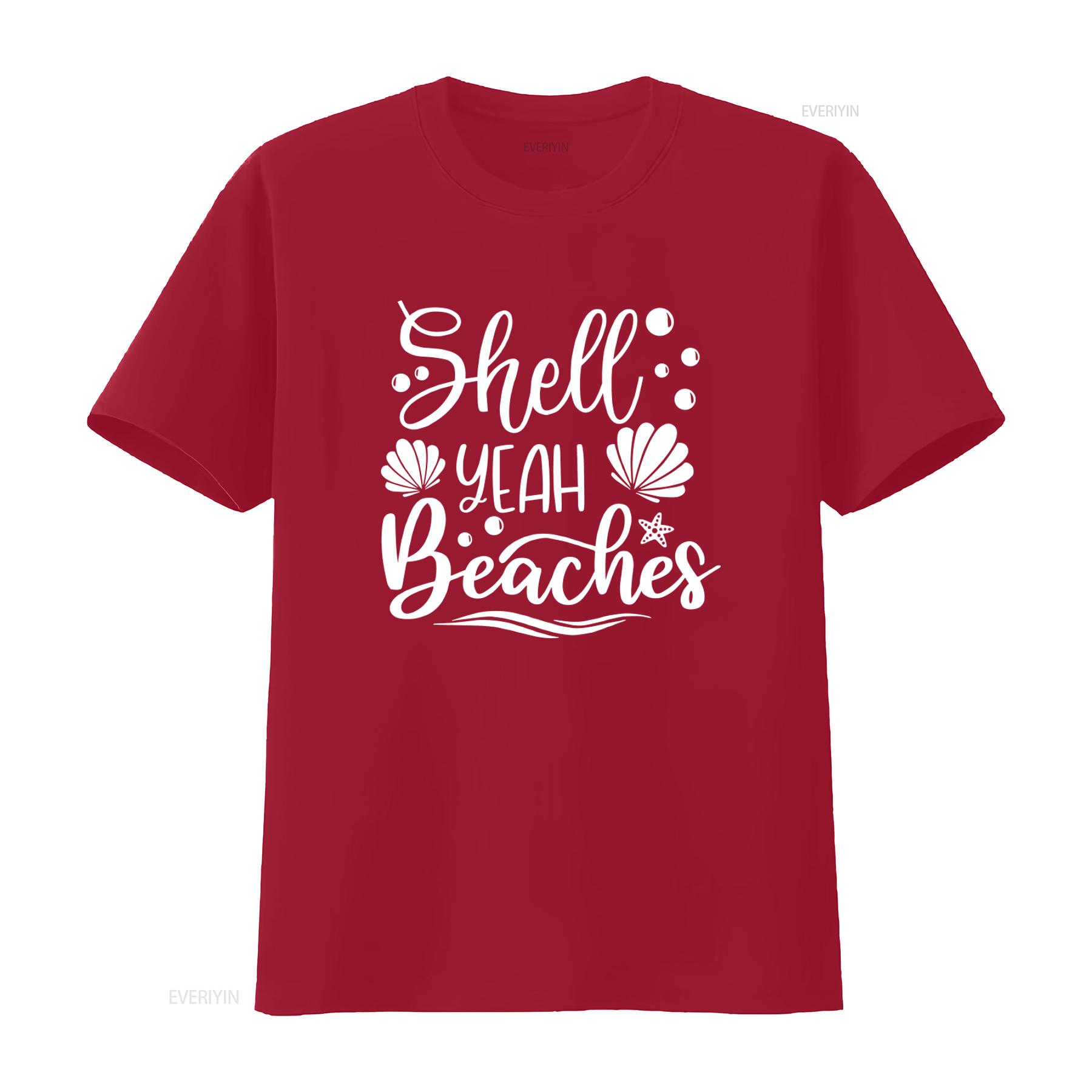 Shell Yeah Beaches T Shirt Seashell Design for Beach Life Summer Vacation Trip Stylish and Comfortable vintage Washed Versatile S