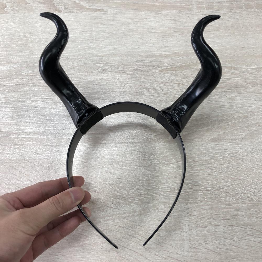 Fascia per capelli da strega regina diavolo con corna nere da donna, fascia per cosplay animale con corna, copricapo testa di diavolo, costume per festa di Natale Halloween