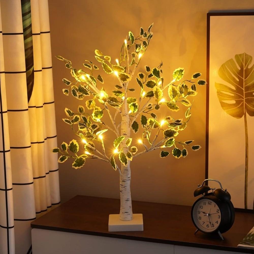 Simulation Green Leaves LED Tree Light Warm White Luminous Decoration Tree Festival Lighting