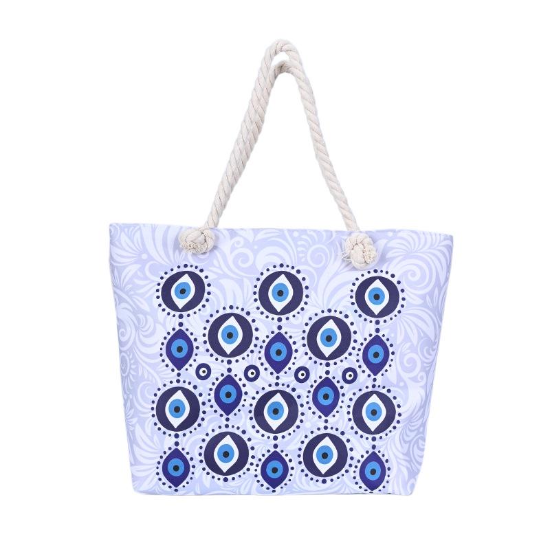 Women's Beach Bag Devil Eyes Tote Blue Eyes Shoulder Bag Evil Eye Canvas Bag