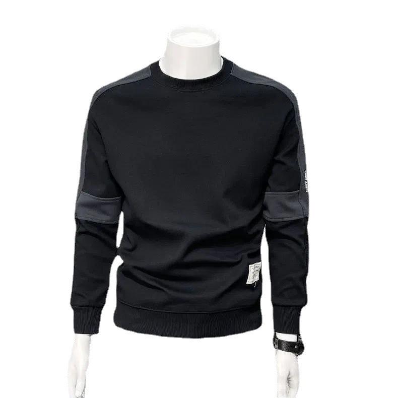 Pánská mikina s kulatým výstřihem v kontrastní barvě – nový korejský styl, podzimní/zimní móda, ležérní bunda s dlouhým rukávem