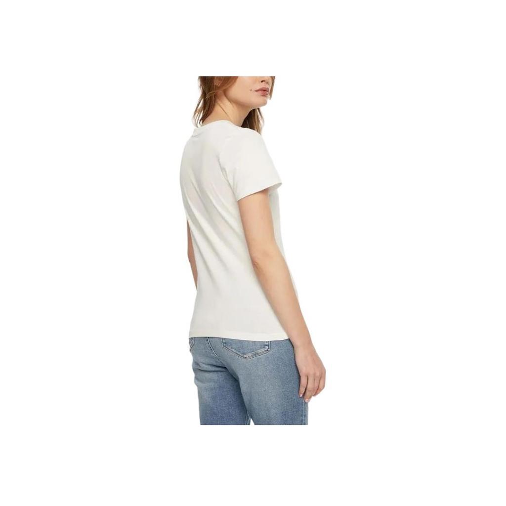 Calvin Klein Letter Print Slim Fit Round Neck Short Sleeve T-Shirt Women Tops White J20J224982-YAF