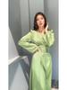 2024 Spring V-Neck Bandage Waist Slimming Long Sleeve Dress for Socialites