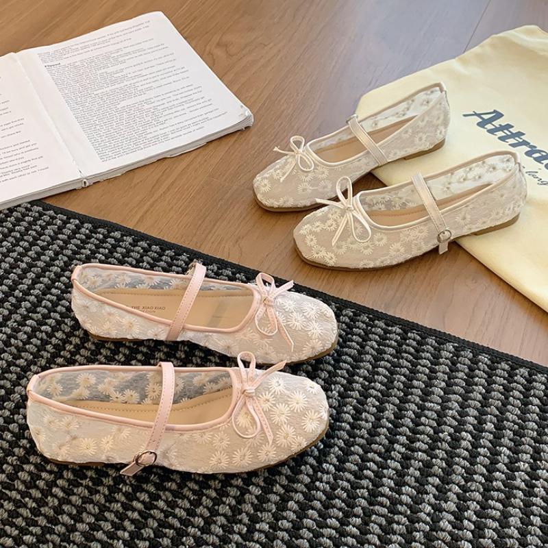 Fashion Bow Ballet Flats Shoes Elegant Women Sandals Summer Fad New Trend 2025 Designer Shallow Buckle Loafers Shoes Dress Mujer Zapatos