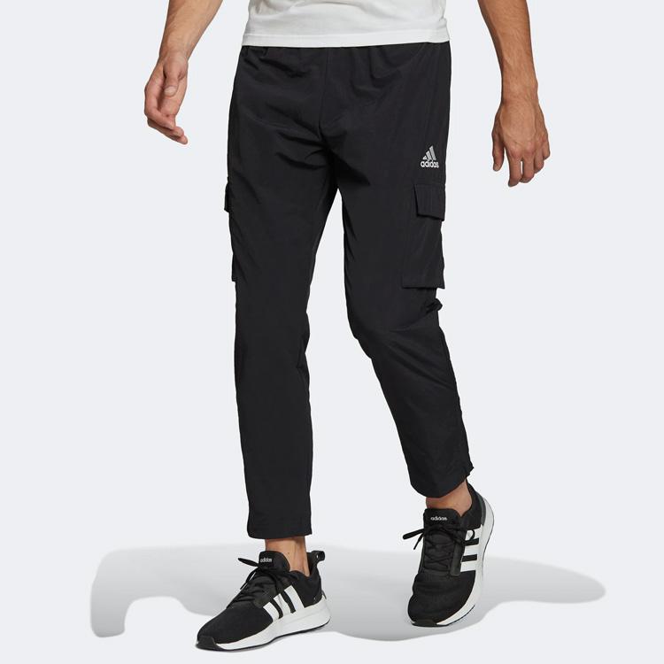 Adidas Solid Color Logo Cargo Sweatpants Men Bottoms Black HE1859