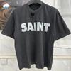 25ss Vintage Schwarz gewaschen 100% Baumwolle T-Shirt Unisex Unisex Lässige Mode Klassischer Buchstaben Logo-Aufdruck Saint T-Shirt Oversized Tee