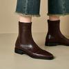 Women's Low-heeled Short Boots Autumn and Winter New Comfortable and Versatile Solid-color Thick-heeled Large-size Simple Short Boots