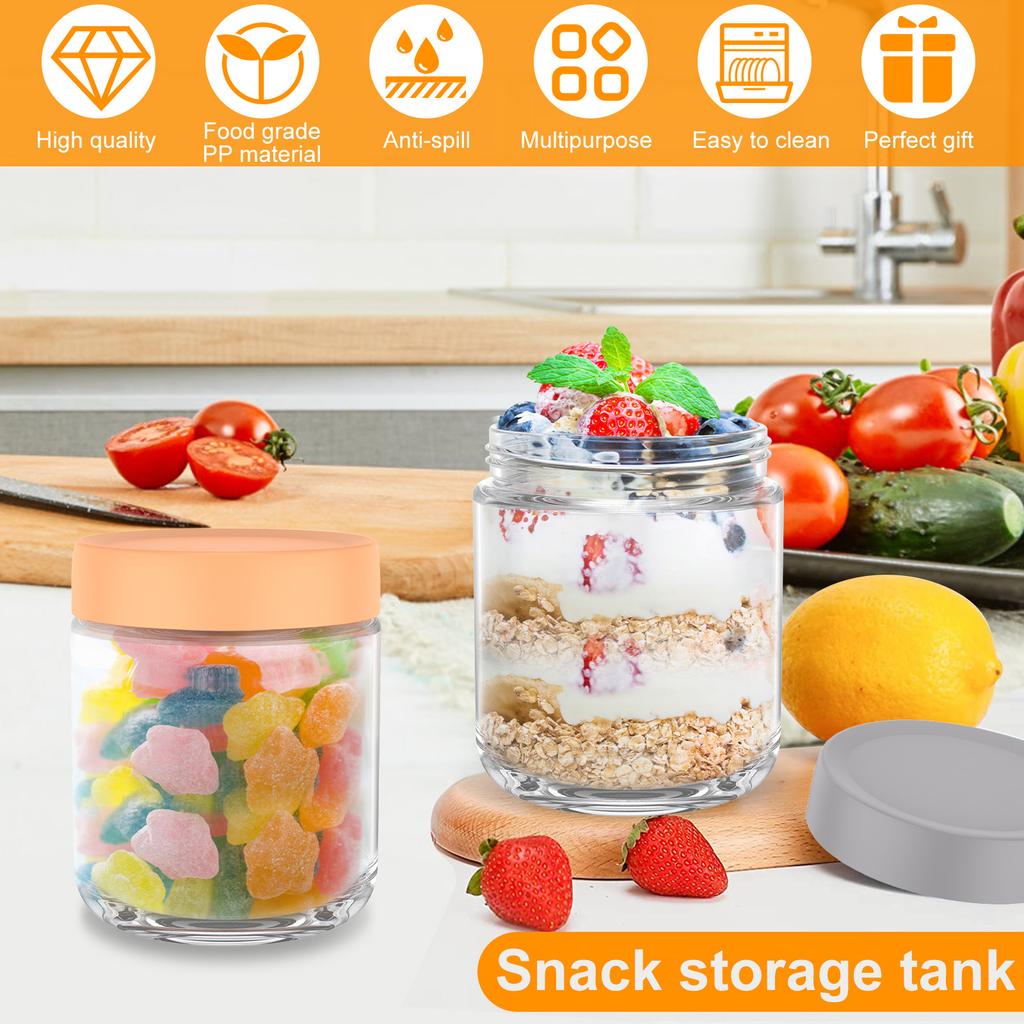 4Pcs Overnight Oats Jar Clear Glass Storage Jar with Sealed Lids Leakproof Fruit Yogurt Storage Containers Food Storage Tank
