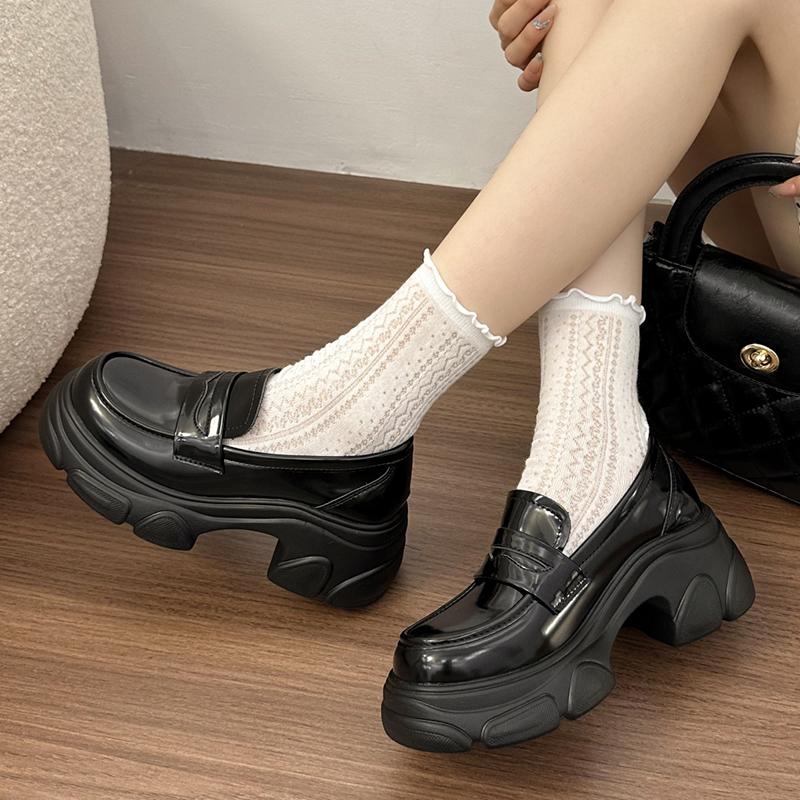 Fashion Chunky Platform Loafers for Women 2025 Autumn Preppy Style Patent Leather Dress Shoes Woman Comfortable Slip On Thick Heel Pumps