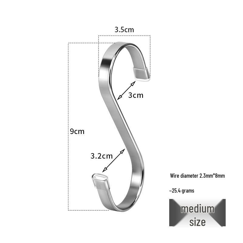 Stainless Steel S-Shaped Storage Hooks for Kitchen and Bathroom