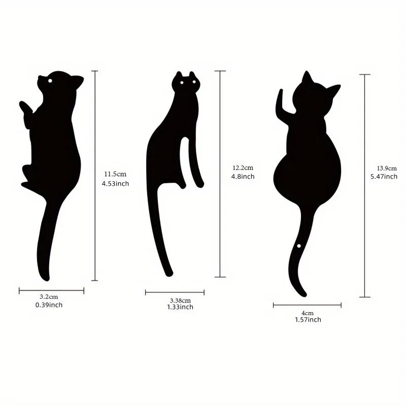 

3 шт. Металлических крючка с милым дизайном в виде кота, простые крючки для халатов и полотенец, без гвоздей и проколов, с прочным клеем для украшения стен чёрный