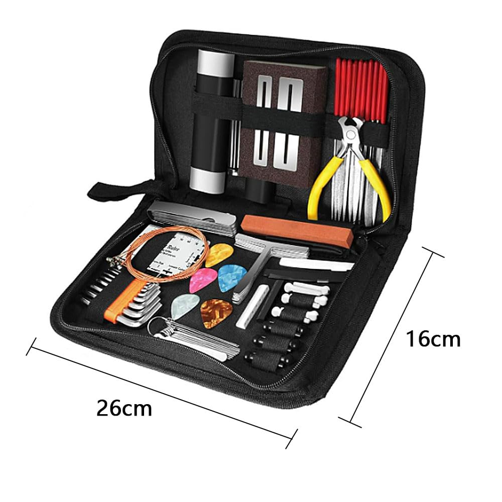 Guitar Maintenance Kit with Repair Guitar Cleaning Guitar and Bass Maintenance Includes Measuring Hex Bridge and Storage Bag 79-Piece Tools, Kit, Kit,