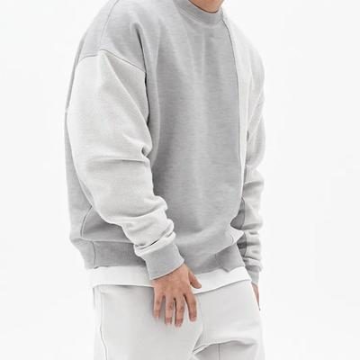 Ανδρικό Γκρι Φούτερ Oversize με Στρογγυλή Λαιμόκοψη Χαλαρό Casual Πουλόβερ Μακρυμάνικο