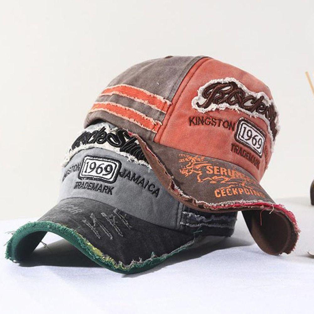 Men Women Adjustable WASHED DENIM Baseball Hats Embroidery Baseball Caps Sunscreen Hats Distressed Faded Cap