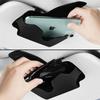 Sun Visor Storage Compatible with Glasses and PU Slim Design for Car Organization Clip-on Holder, Smartphones, Leather, (Black)