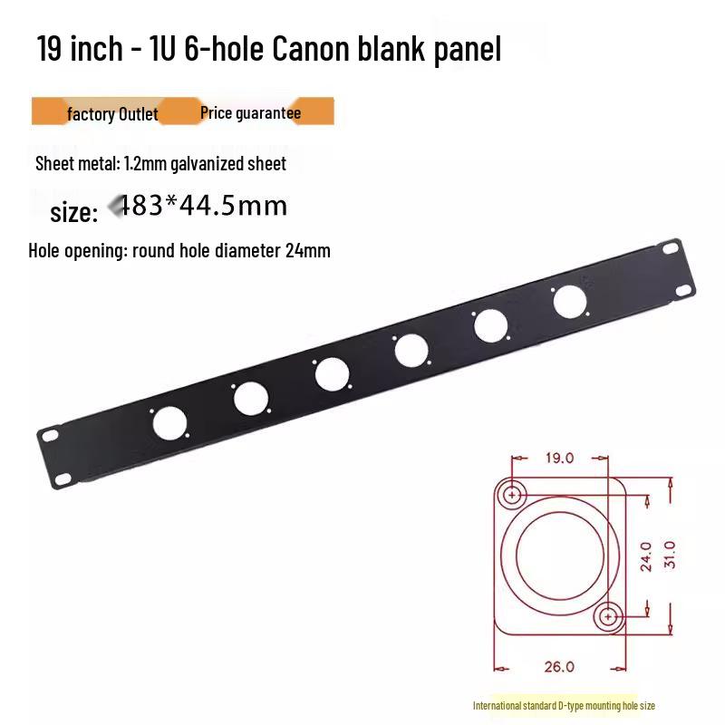 19-Inch 1U/2U Audio Rack Flight Case with Blank Panel, Cannon Rack, and Hole Plug.
