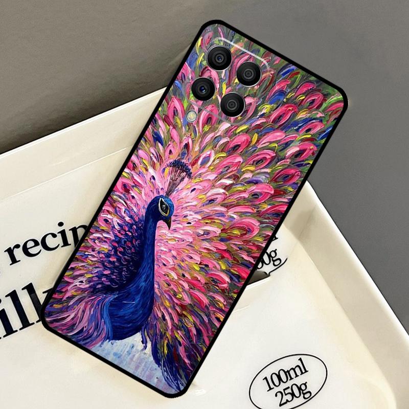 Coque à motif paon animal pour Samsung Galaxy M33 M53 M13 M15 M35 M55 M32 M16 M36 M56 M54 M20 M52 M34 M14 M11 M31