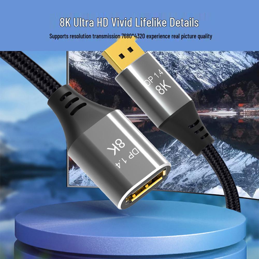 1.4 DP Extension Cable 8K 60Hz Male To Female for Monitor/TV, 4K 144Hz High-Definition Cable