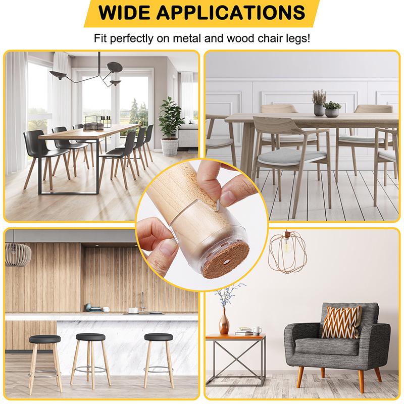 16 bucăți din silicon pentru picior de masă și scaun, pentru picioare, capace Capace pătrate, șosete, pentru picioare, anti-alunecare, pentru mobilier.