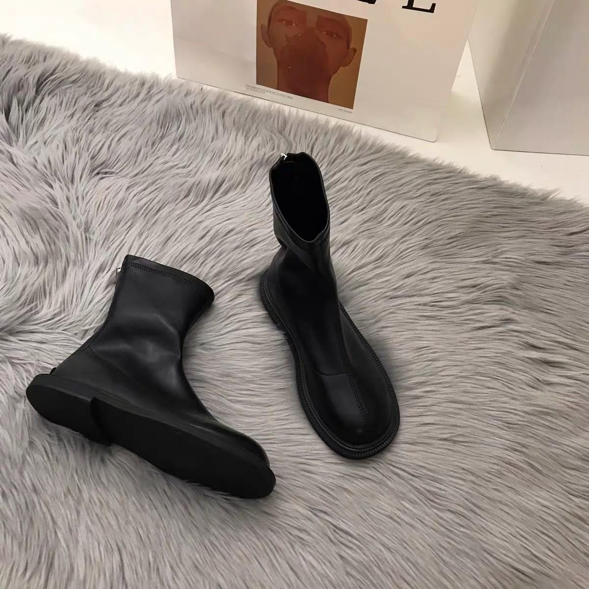 

Hongkai explosive thin boots women s 2024 new British style Martin boots thick-soled Chelsea boots 35 чёрный