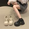 Thick-soled height increase Mary Jane small leather shoes women's 2025 spring and autumn new Korean version one-word buckle with light mouth thick hee