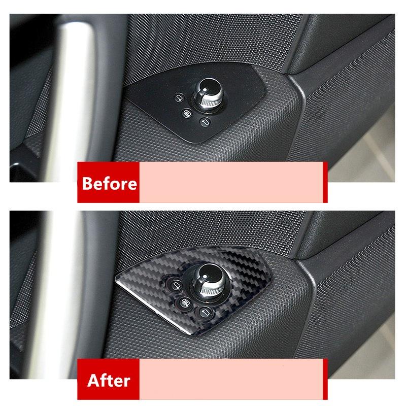 TT 8N 8J MK123 TTRS 2008 ~ 2014 Aksesuarları 2 adet/grup Karbon Fiber Stil Araba İç Otomatik Kapı Anahtarı Düğmesi Paneli Kapak Kılıf etiket