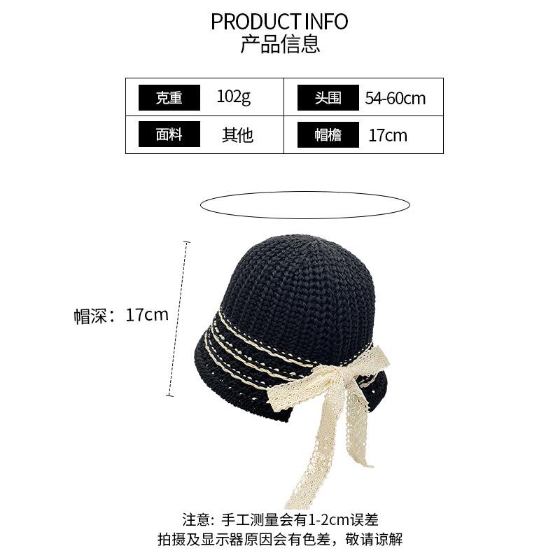 Knitted fisherman's hat children's breathable hollow sun hat spring and summer face small casual versatile beach basin hat