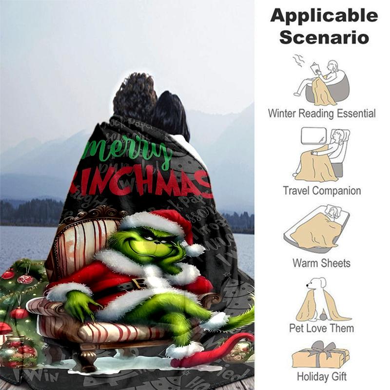 1Pc Grinchmas Christmas Holiday Card Blanket Soft And Comfortable Casual Warm Camping Travel Christmas Halloween Gift M921574