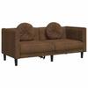 2 Seater Sofa with Cushions Brown Artificial Leather Suede Like Texture