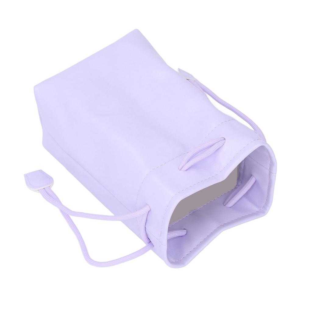 PU Leather Drawstring Pouch Bag Portable Waterproof Universal Instant Camera Film Printer Storage Organizer Purple