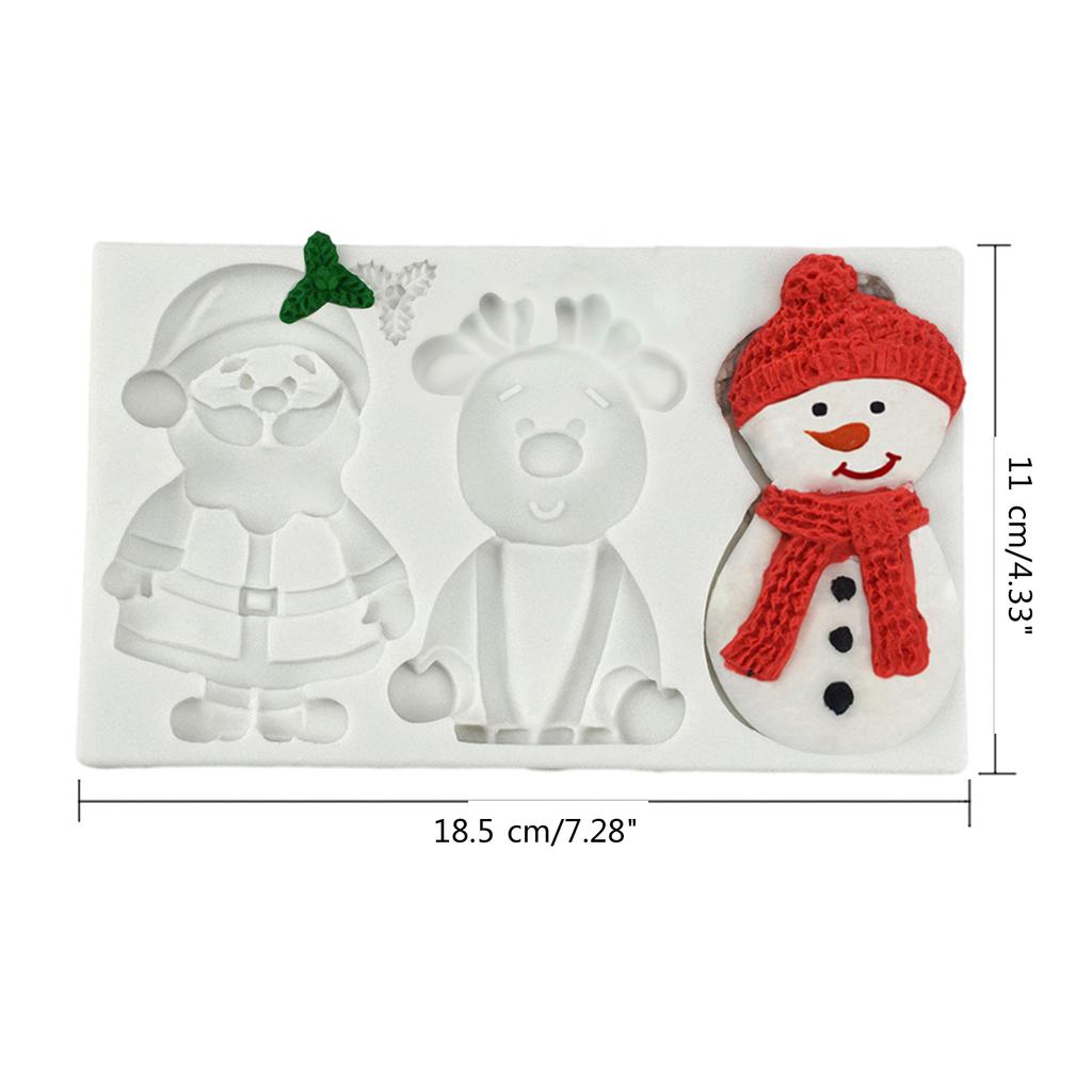 Christmas Santa Silicone Mold Reindeer Shape Baking Tools Handmade Snowman Cake Casting Mould for Baking Enthusiast
