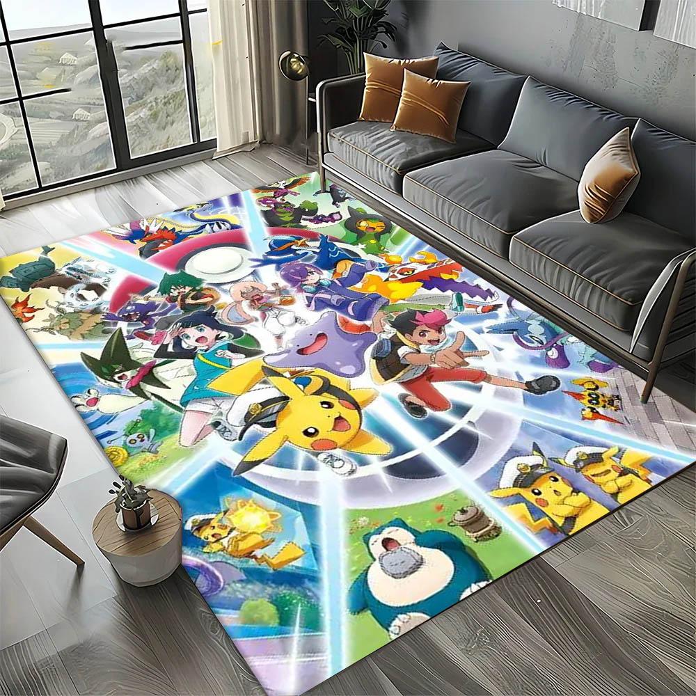 3D Game Japanese Kawaii Anime Carpet Rug Art for Room Decor Home Bedroom Sofa Gifts Game Area Rug Non-slip Floor Mat P-P-okemonS