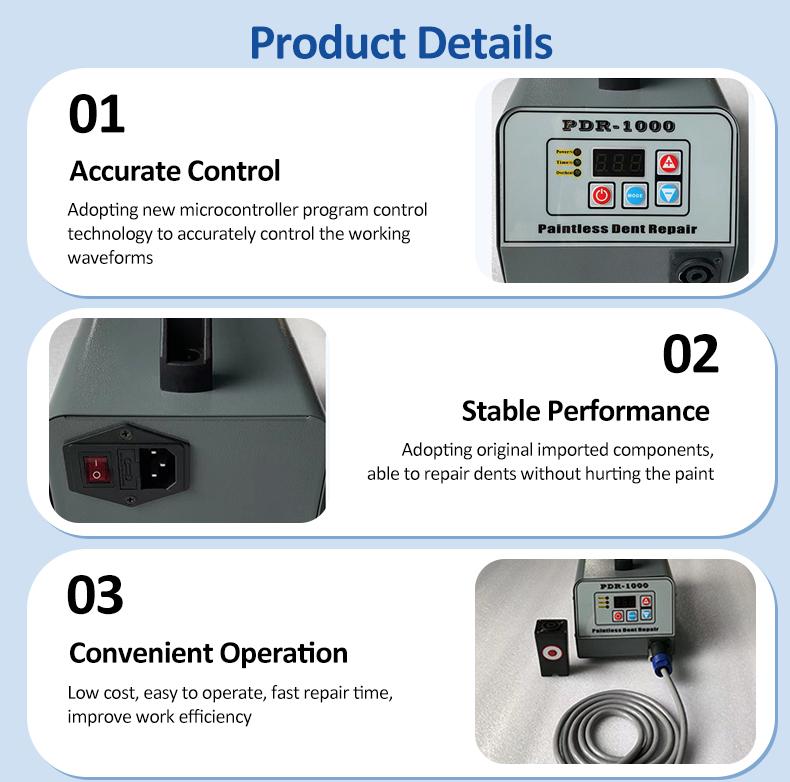 PDR-1000 Auto Body Dent Repair Machine Portable Household Dents Remover Tool Time/Power Adjust Car Paintless Dent Repairs Device ABS