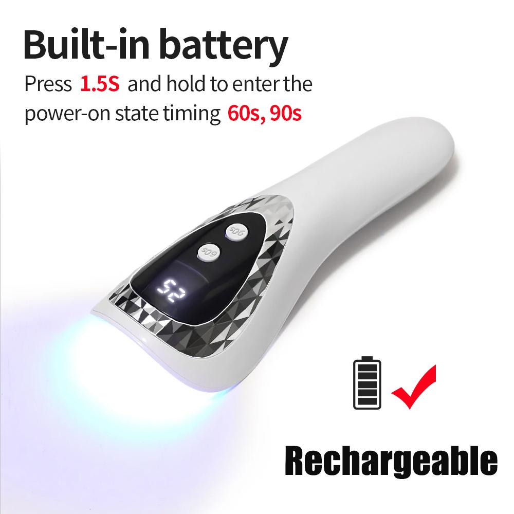 LINMANDA Handheld UV-LED-Nagellampe USB-wiederaufladbare Mini-Maniküre-Lampe Nageltrockner Mit 5 Lampenperlen Schnell trocknender Gel-Nagellack