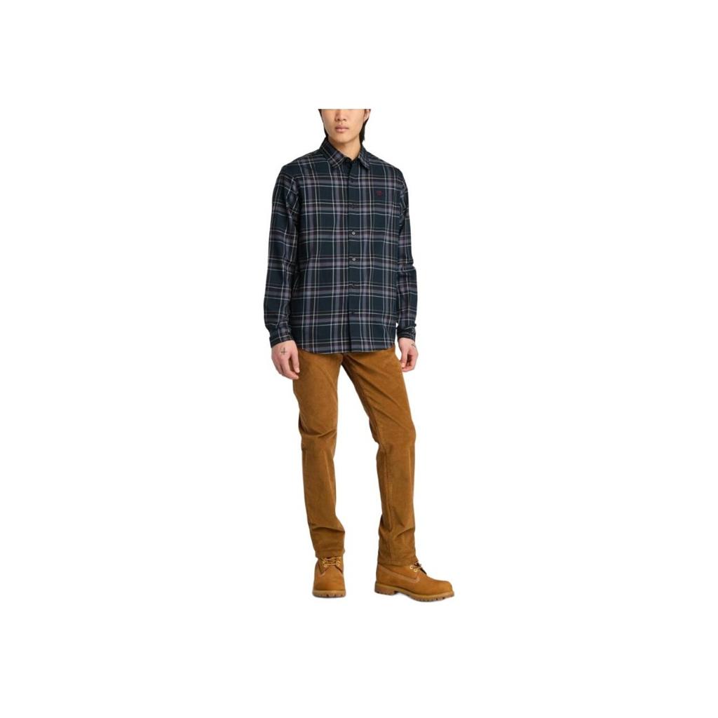 Timberland Plaid Button-Down Outdoor Long Sleeve Shirt Men Shirts Deep-Sapphire Wheat A44G5-B68