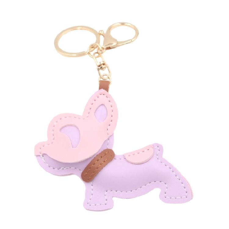 Adorable French Bulldog Leather Keychain Lovely Accessory Gift for Animal Lovers Present Fashion Accessory