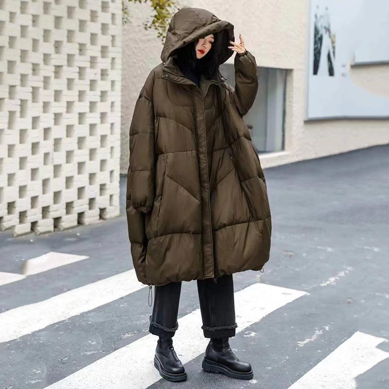 Large version large size down jacket women's fat MM loose European and American new medium and long warm loose white duck down jacket