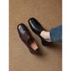 3Cm British Style Square Head Deep Mouth Single Shoes Women's Thick Heel Autumn and Winter Middle Heel One Pedal Small Leather Shoes