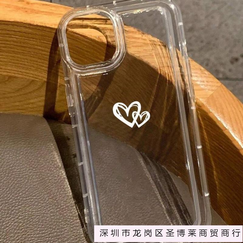 Simple line love is suitable for Apple 16promax mobile phone case 15plus14 transparent 13 airbag 12 explosions