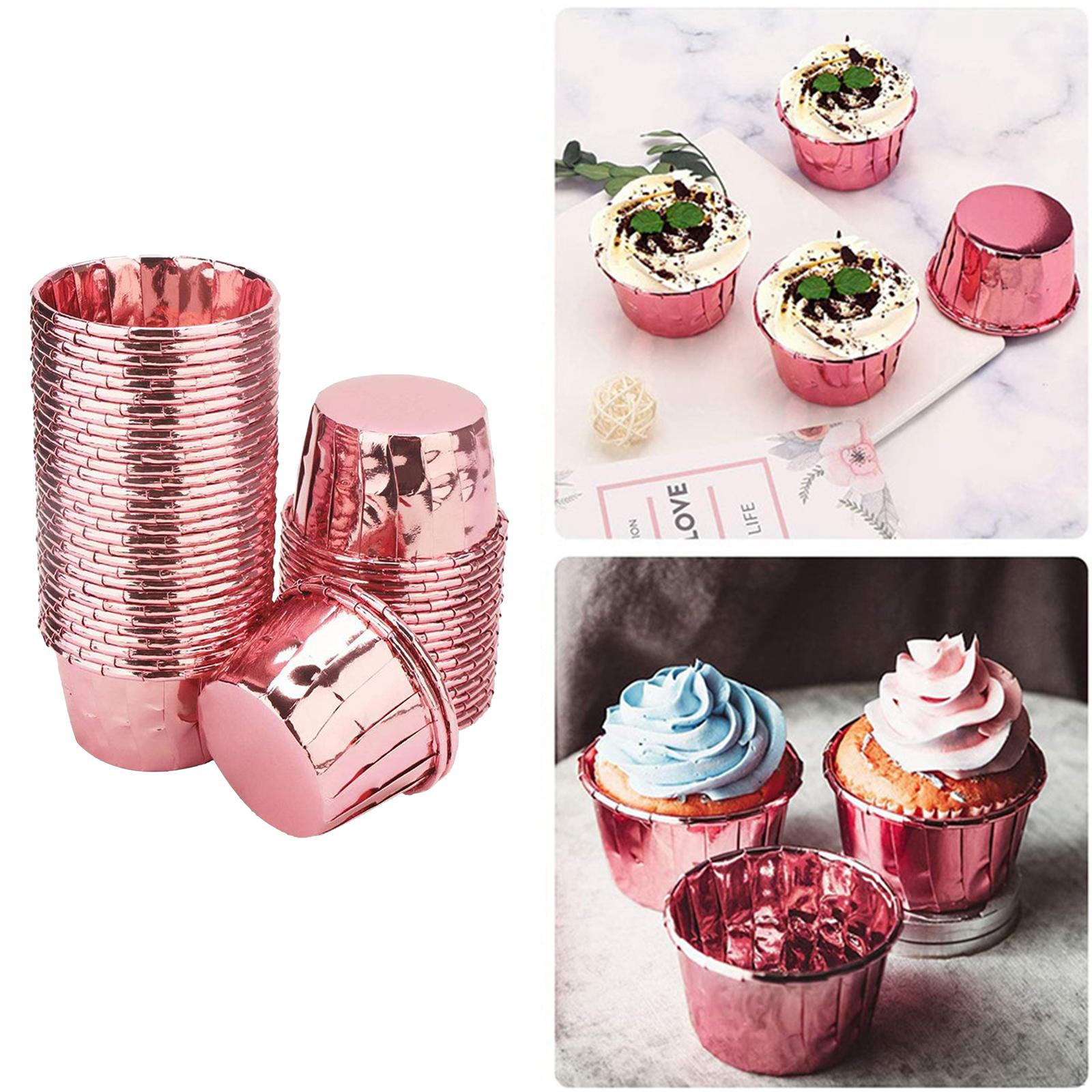 

50 штук Паперові форми для кексів Мафіни Кейс Обгортка для Хелловіну Весілля Рожевий та Rose gold