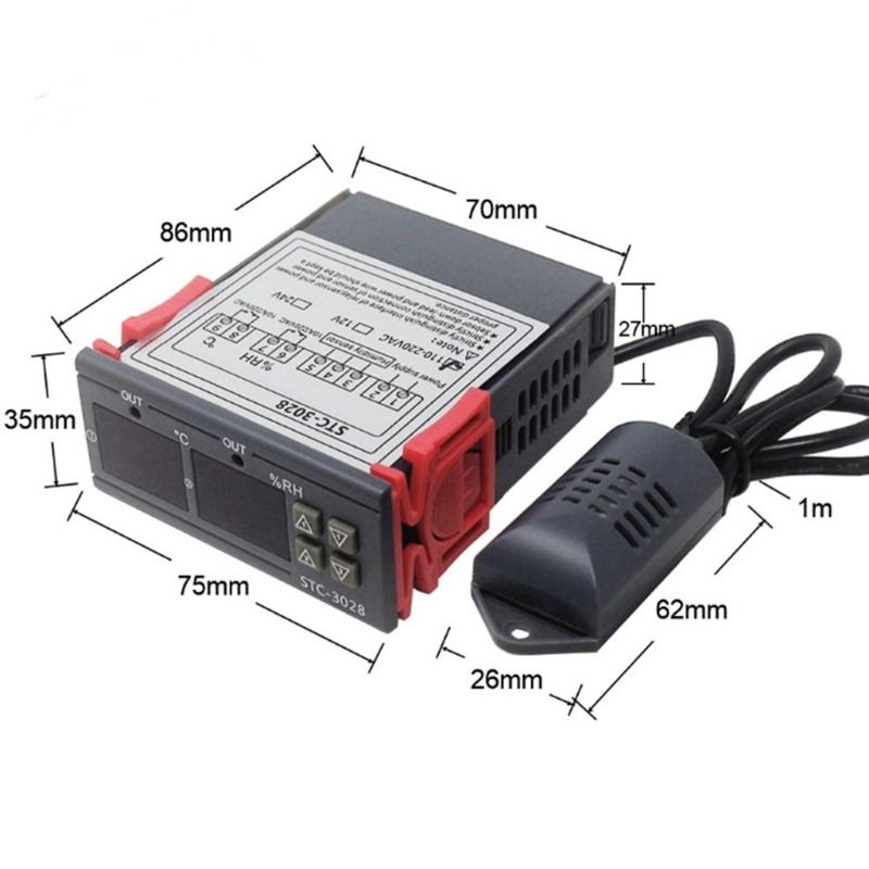 Çift LCD Termostat Sıcaklık Nem Kontrolü STC-3028 Termometre Higrometre Kuluçka Makinesi Kontrol Cihazı 12V/24V/110V-220V