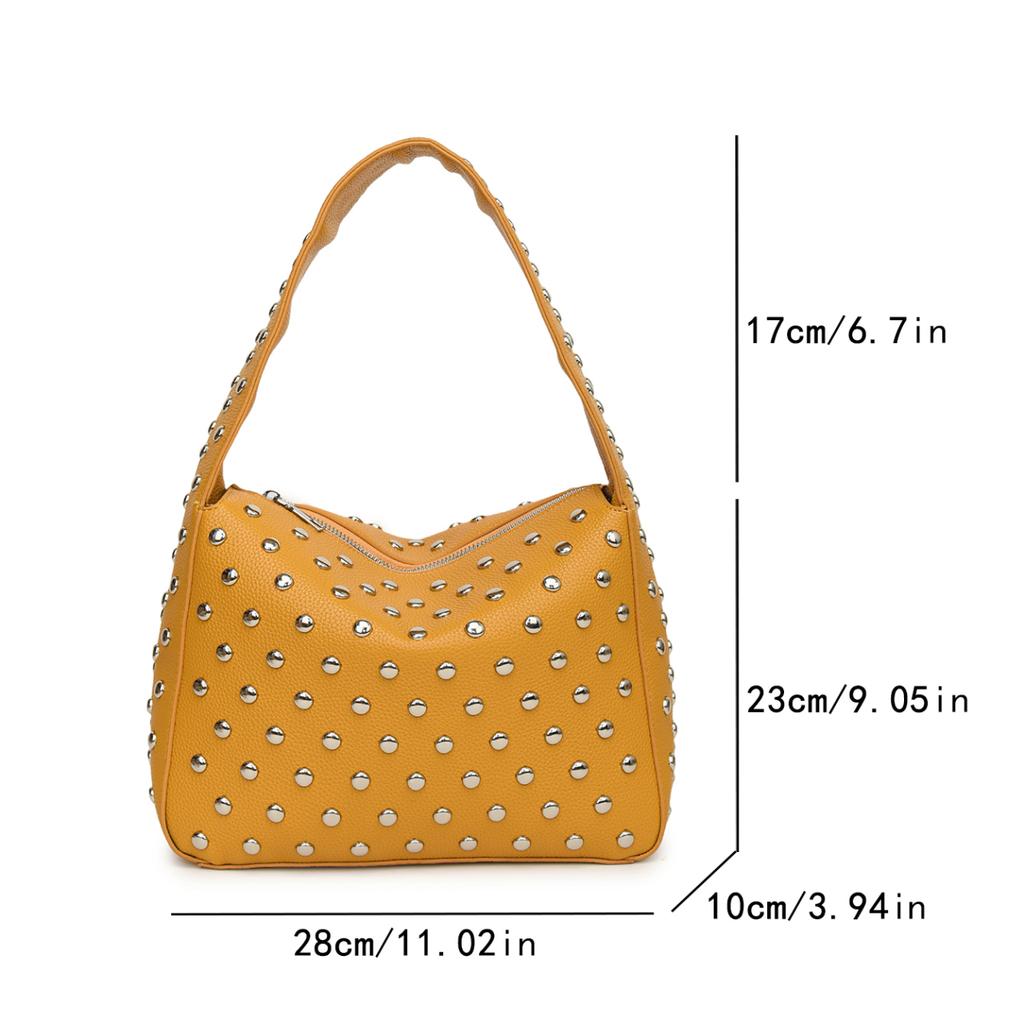 Fashion Sling Handbags Shopper Bag Rivets Design Hobo Shoulder Bags 2024 Black Punk Style Underarm Shoulder Handbag And Purse