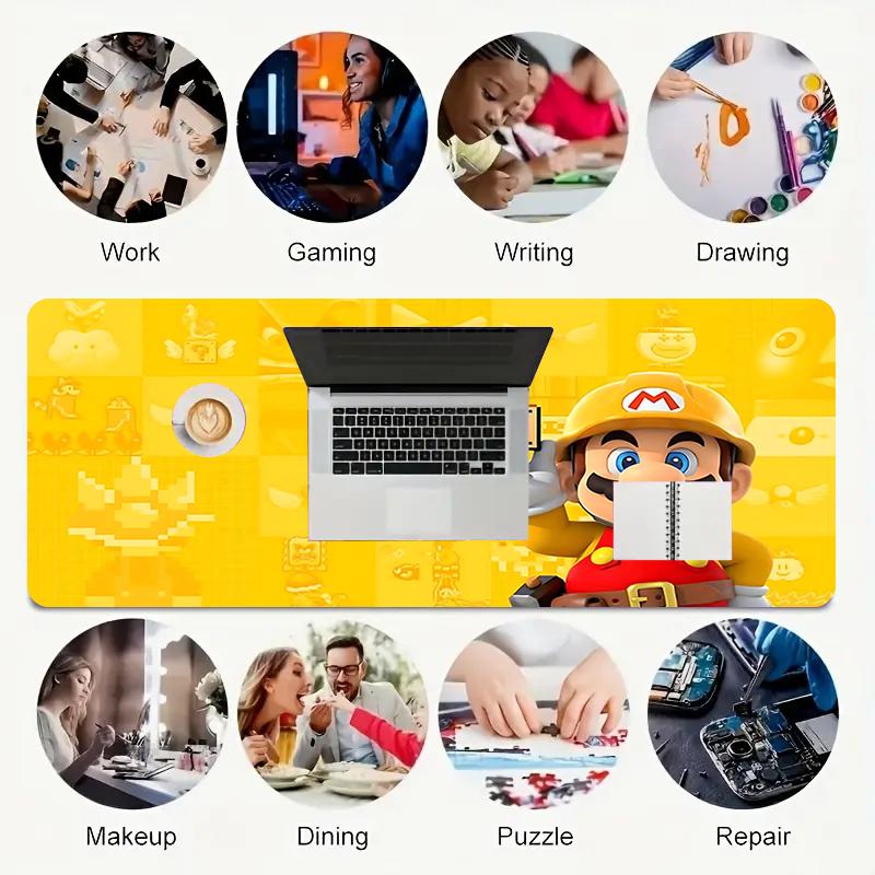 1Pc Mario'S Golden Adventure Gaming Mouse Pad Keyboard Desk Mat Non-slip Rubber Lock Edge Waterproof Computer Mousepad for Office Home Decor S1108