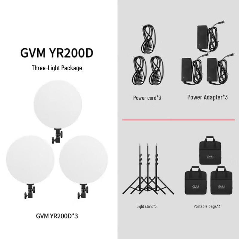 

GVM Professional 50W Bi-Color LED Ring Light 3-Light Kit