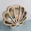 Wooden Shell Display Case Handcrafted Rustic Sea Shell Shadow Box Seashell Shaped Storage Display Box Home Office Desktop Decoration