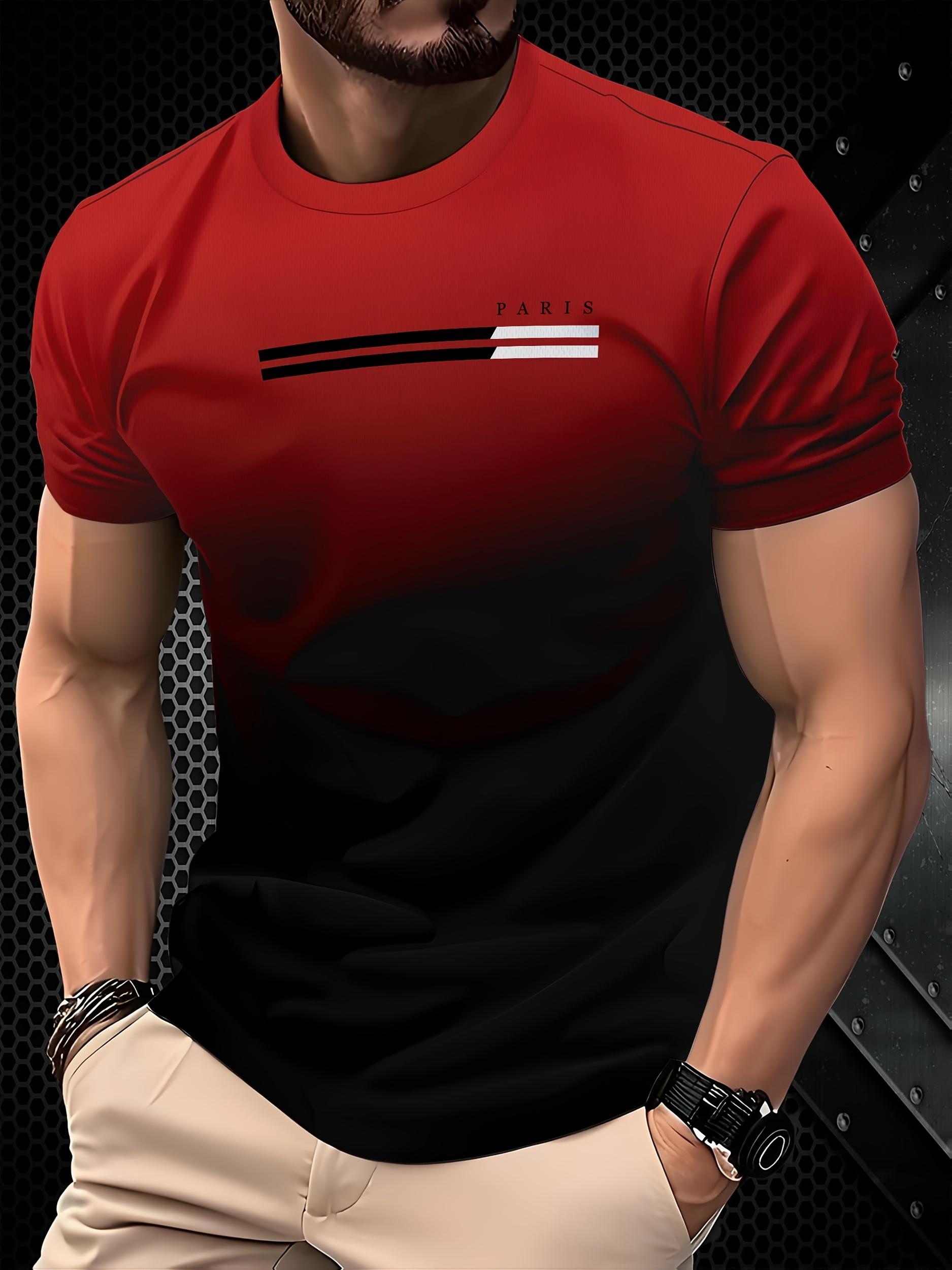 Men S Paris Letter Print T-Shirt - Casual Crew Neck Short S дубильная кора